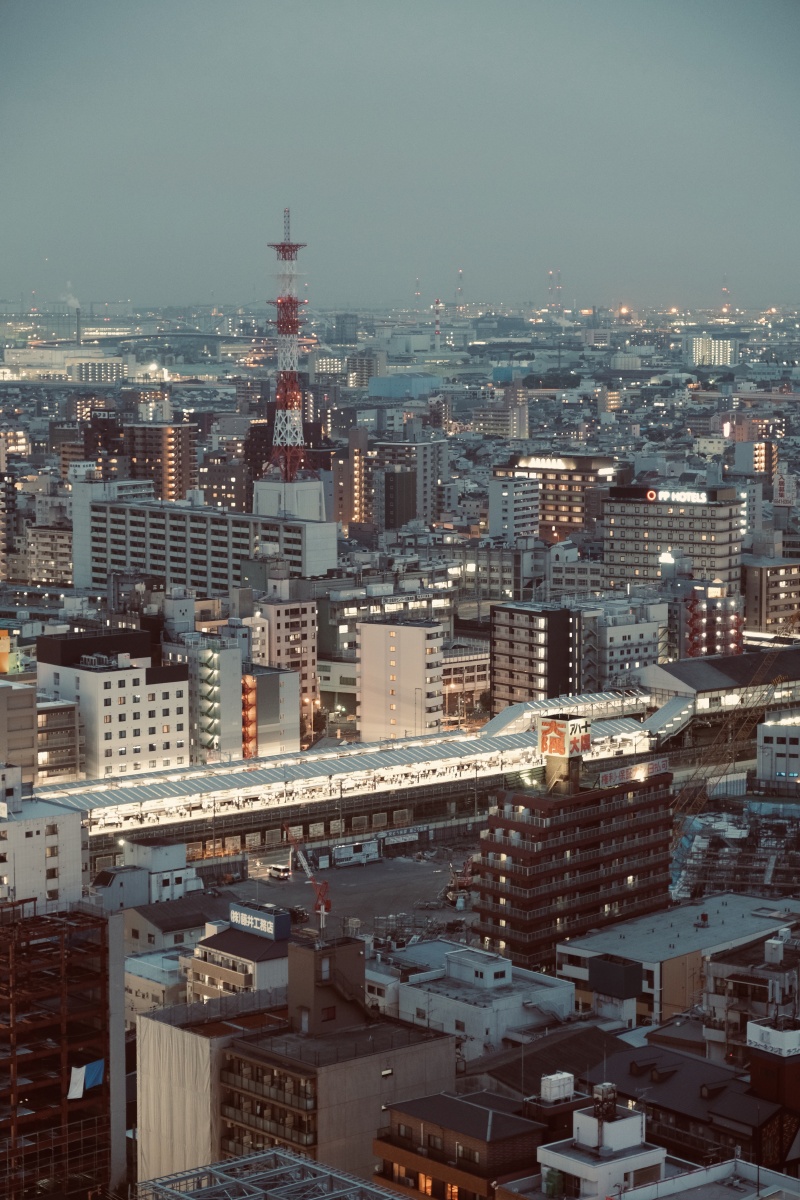 大阪城市天际线夜色