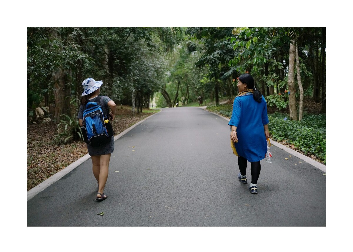 2019年6月云南西双版植物园。看着越走越远的女儿美霞说：“她要学会分离。”<br />
