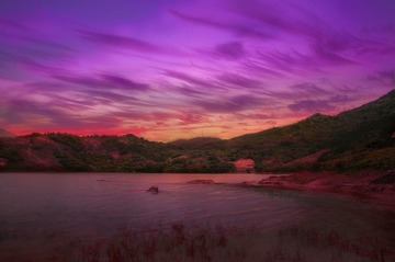 水库残阳