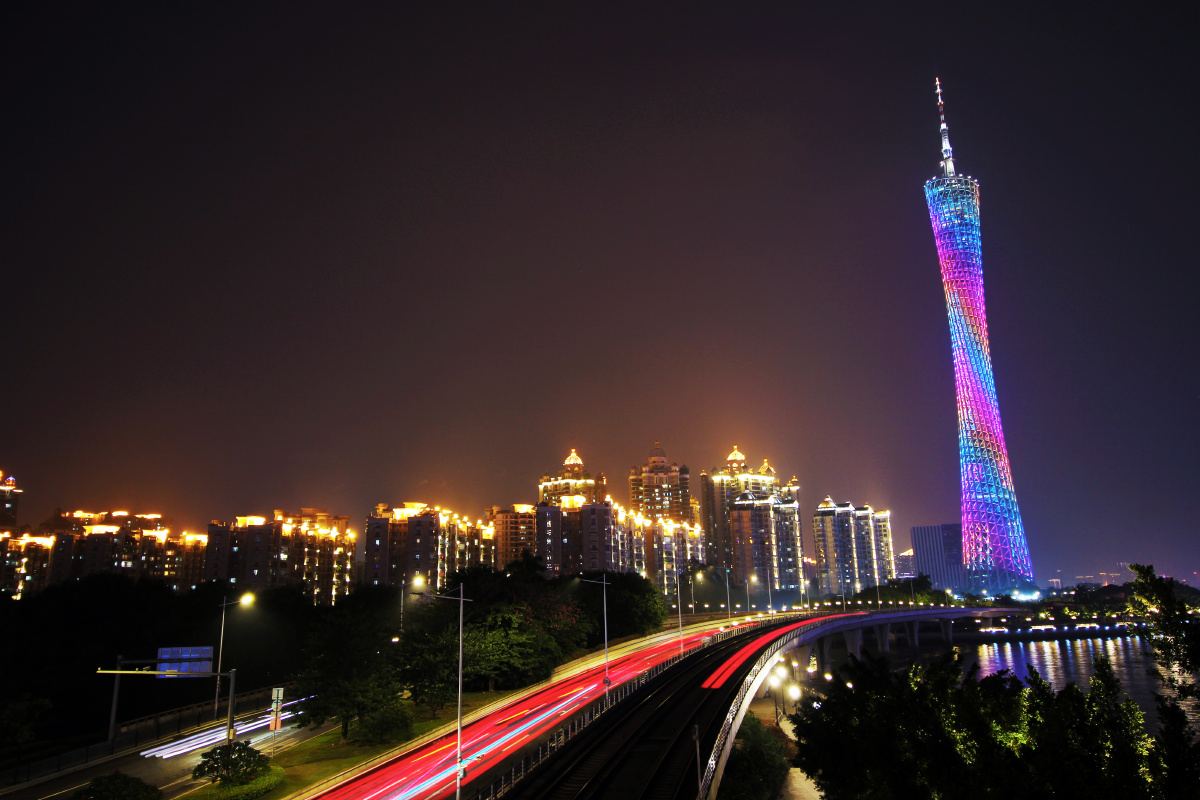 你的城市城市夜景小分队城市的晚上马路城市市容桥梁市中心#交通广州