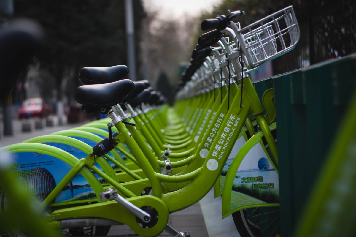 怀柔的共享单车相当整齐