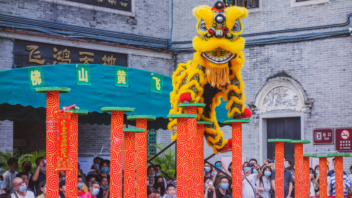 舞狮 br /> 黑卡1,20-11-21,拍摄于佛山祖庙