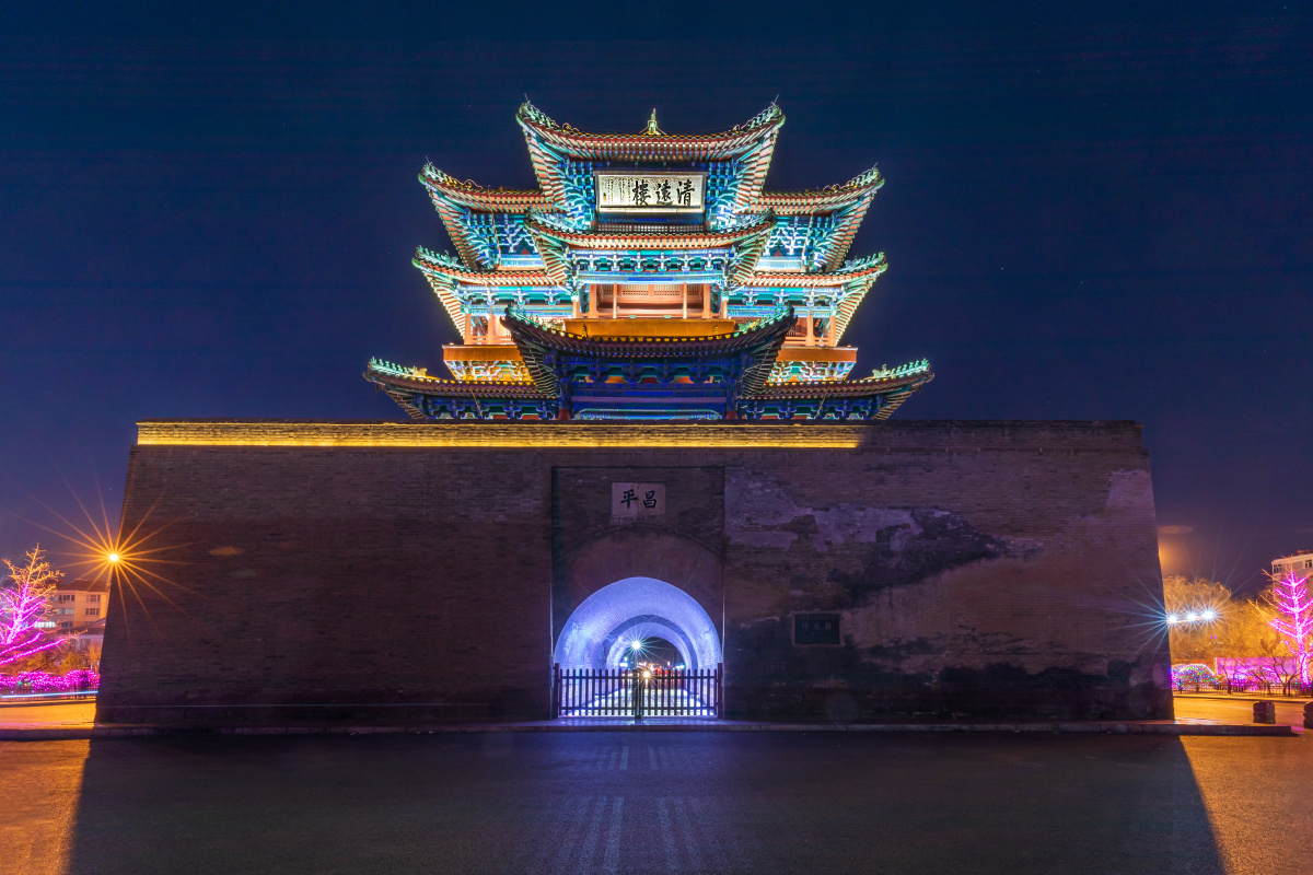 节日古城宣化清远楼夜景