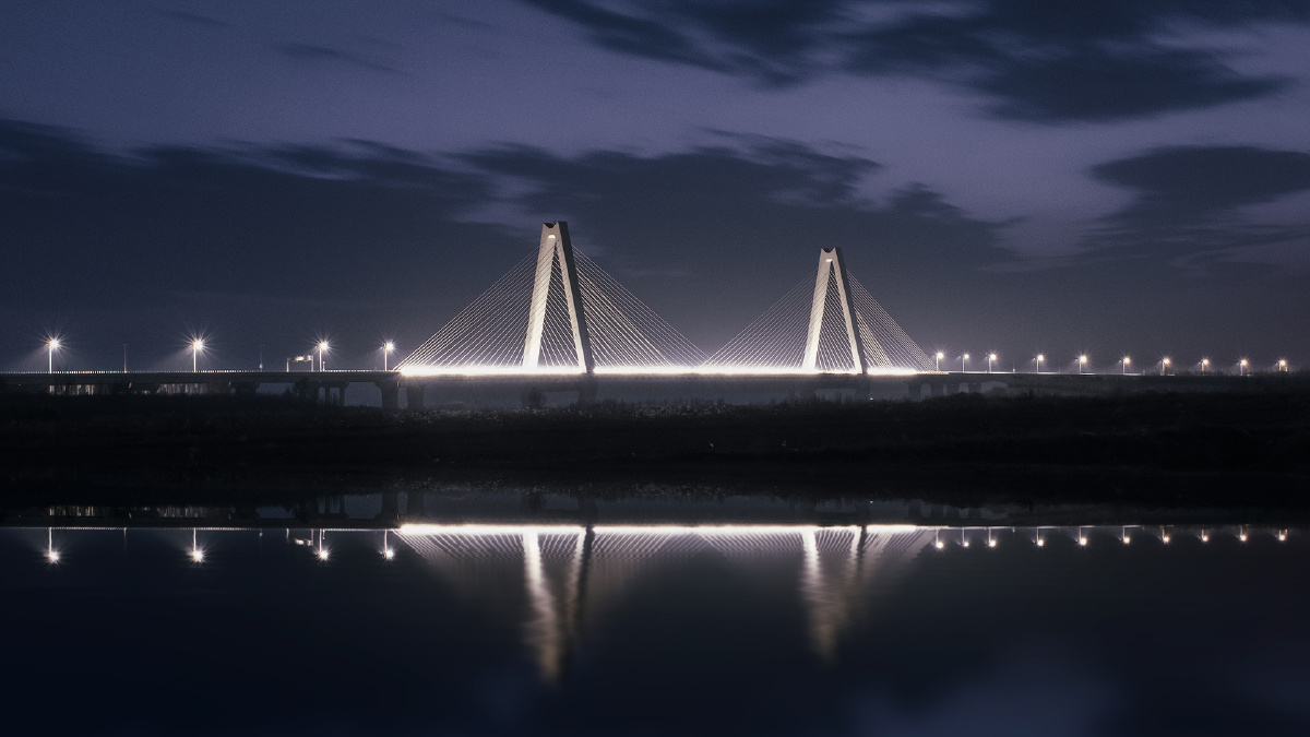 永宁黄河大桥的夜