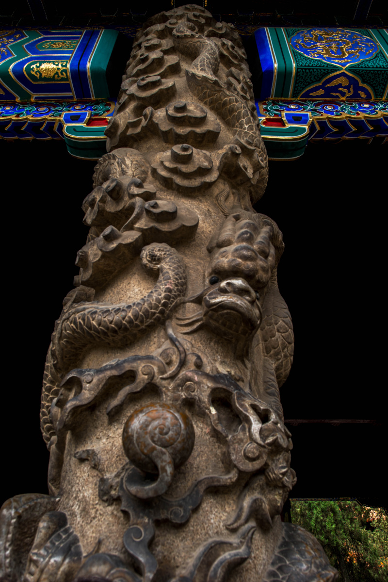 孔庙大成殿龙柱浮雕