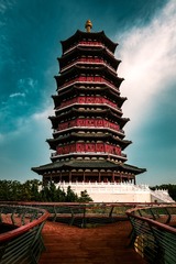 山东东营河口区鸣翠湖中心岛塔