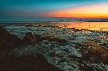 晚霞映海湾-锦州
