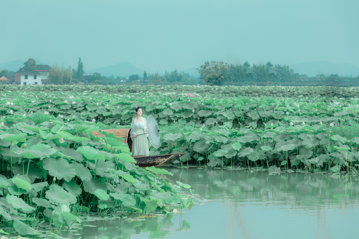 古风荷花少女汉服