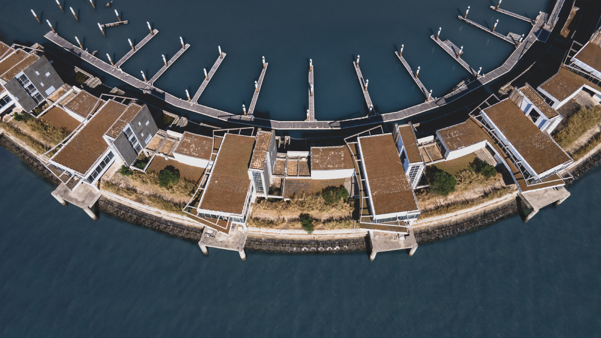 傍晚厦门香山游艇会航拍