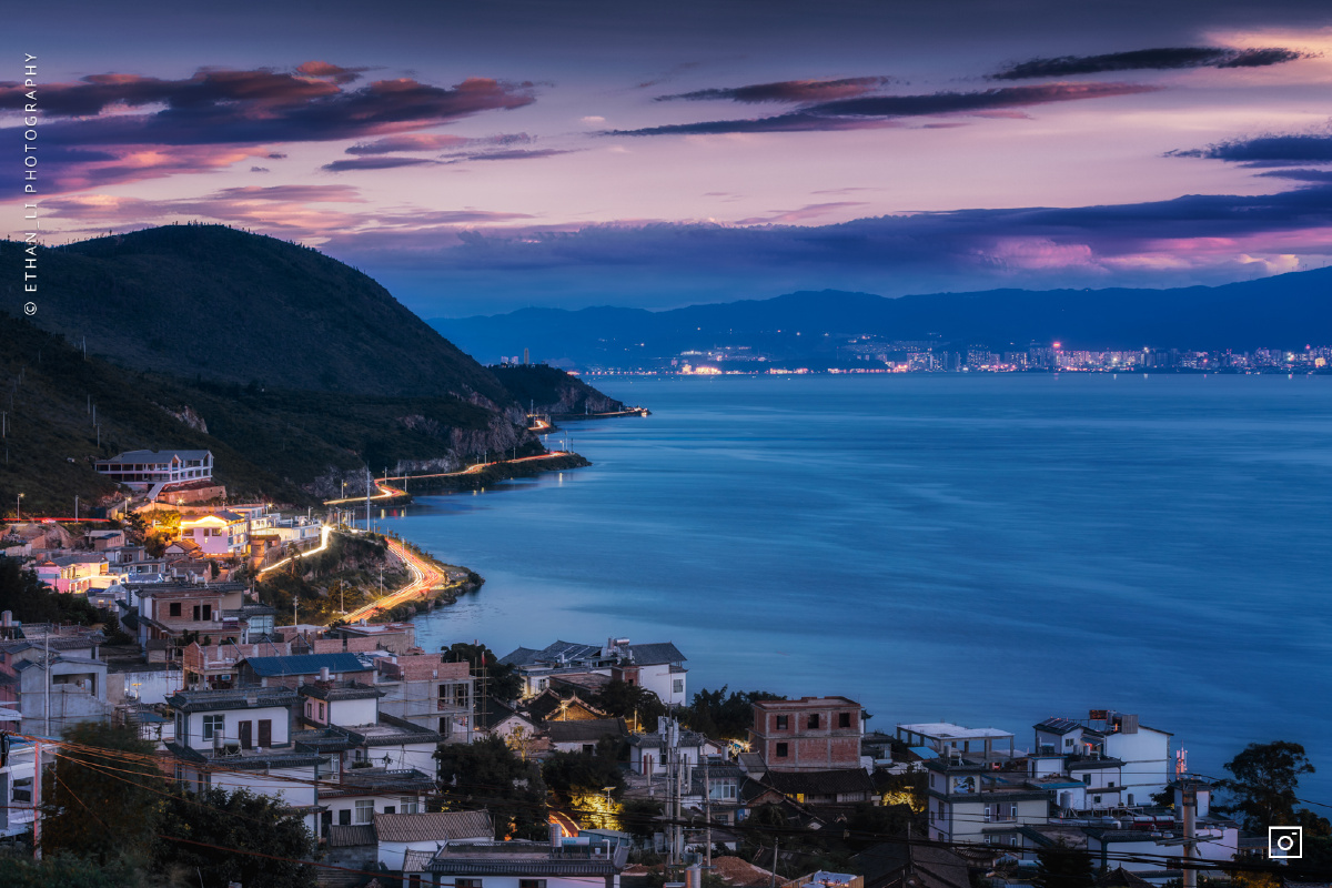 自然人文地理摄影组水域风光晚上色彩湖蓝色晚霞#渔村还没有人打赏,快