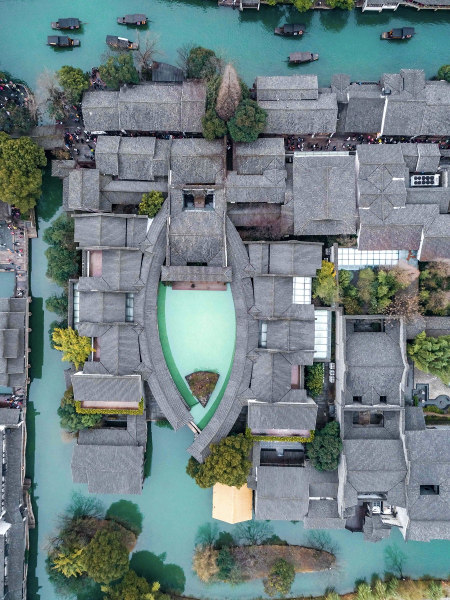 垂直角度航拍乌镇