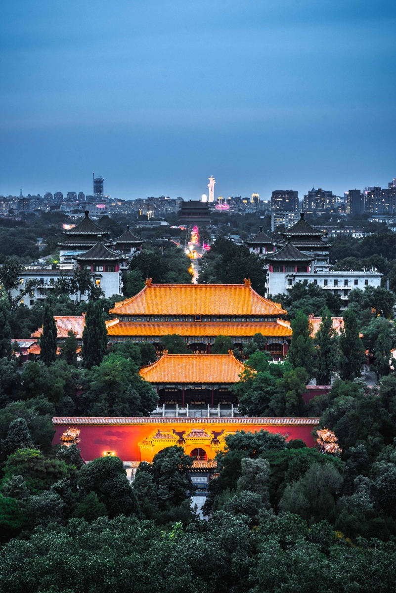 线景山公园宫殿#屋顶建筑悦游北京-景区旅游建筑物宗教#房子今日天空