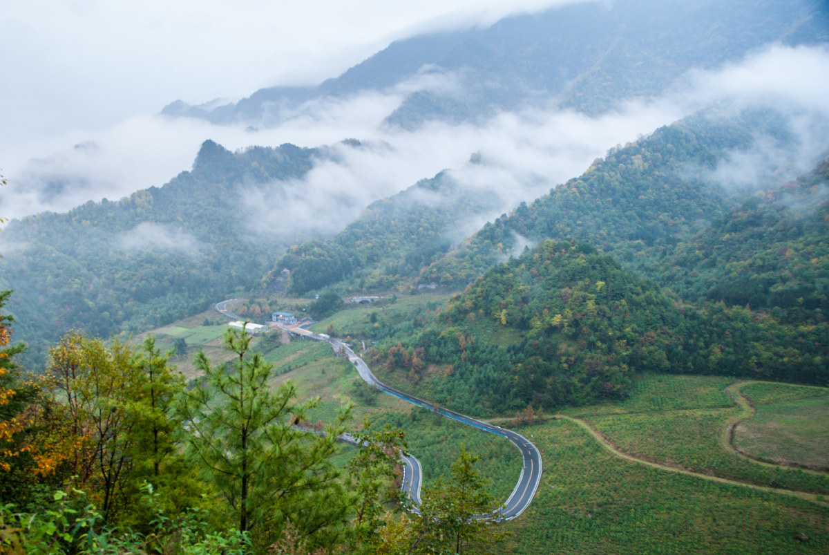 云雾缭绕的大巴山第二主峰化龙山