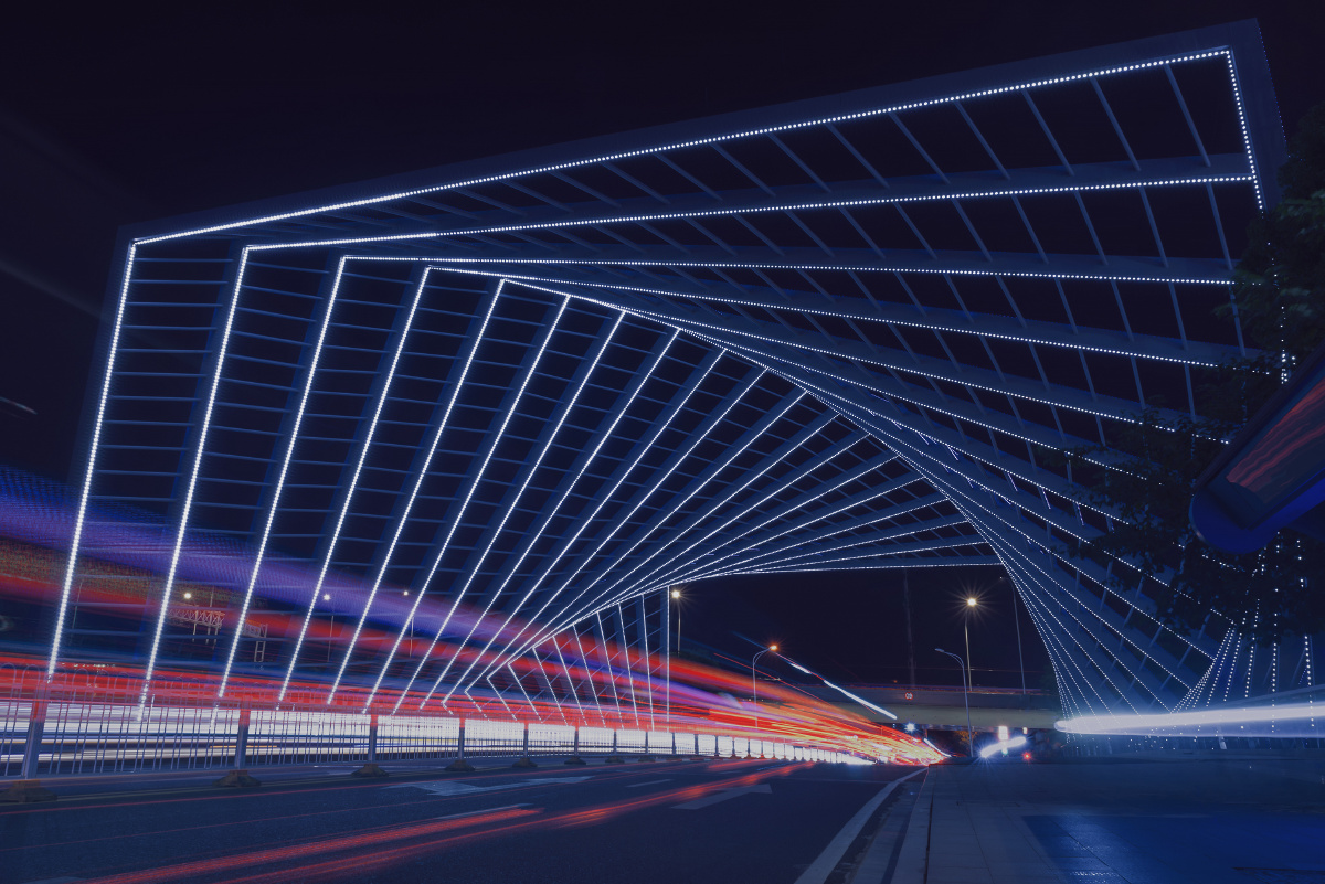 楚河汉街烟霞桥夜景