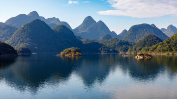 清远。桃花湖。山水画