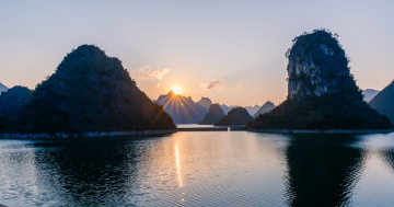 靖西，渠洋湖，日落