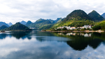 清远。桃花湖。山水画