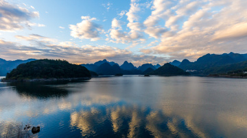 清远。桃花湖。山水画