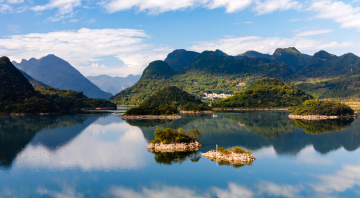 清远。桃花湖。山水画