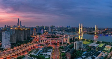 夕阳下的南浦大桥