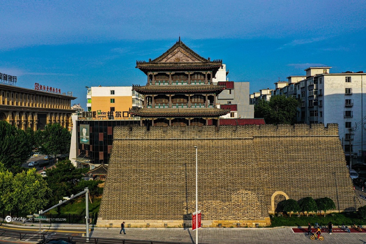 独家航拍沈阳盛京城墙西北角楼古城遗迹很是壮观