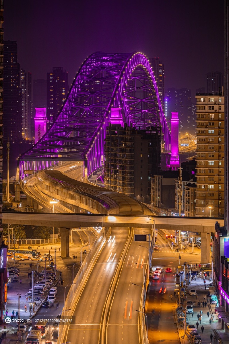 独家武汉市汉江湾桥夜景