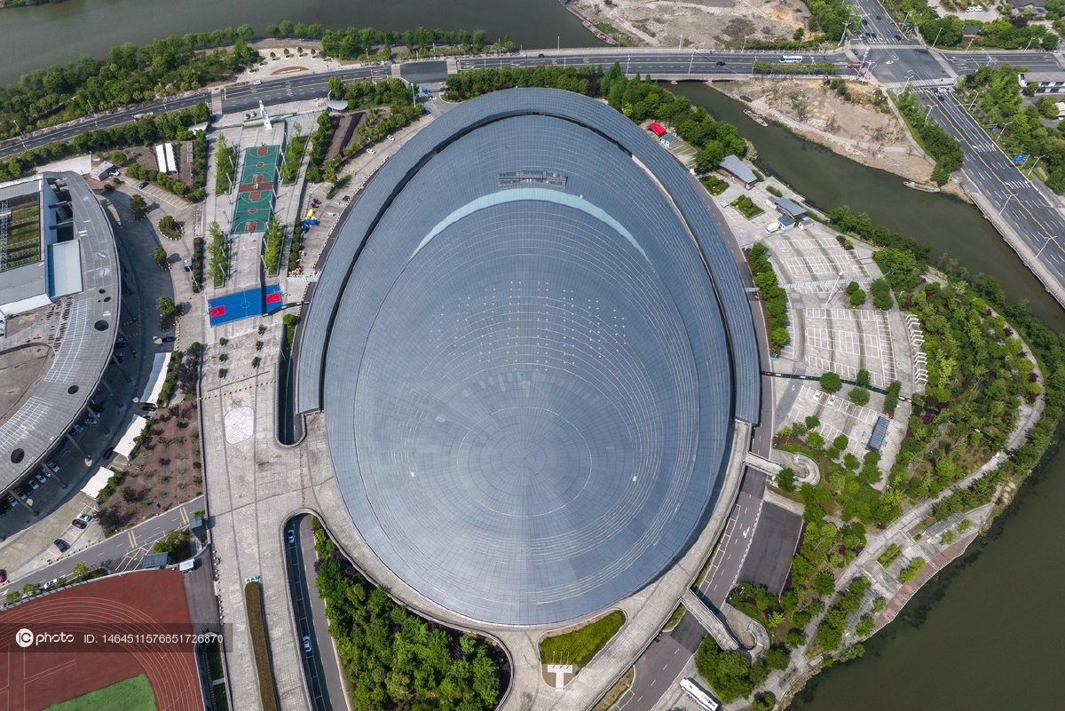2022杭州亚运会前瞻:航拍绍兴奥体中心体育馆 将承办亚运会五人制篮球