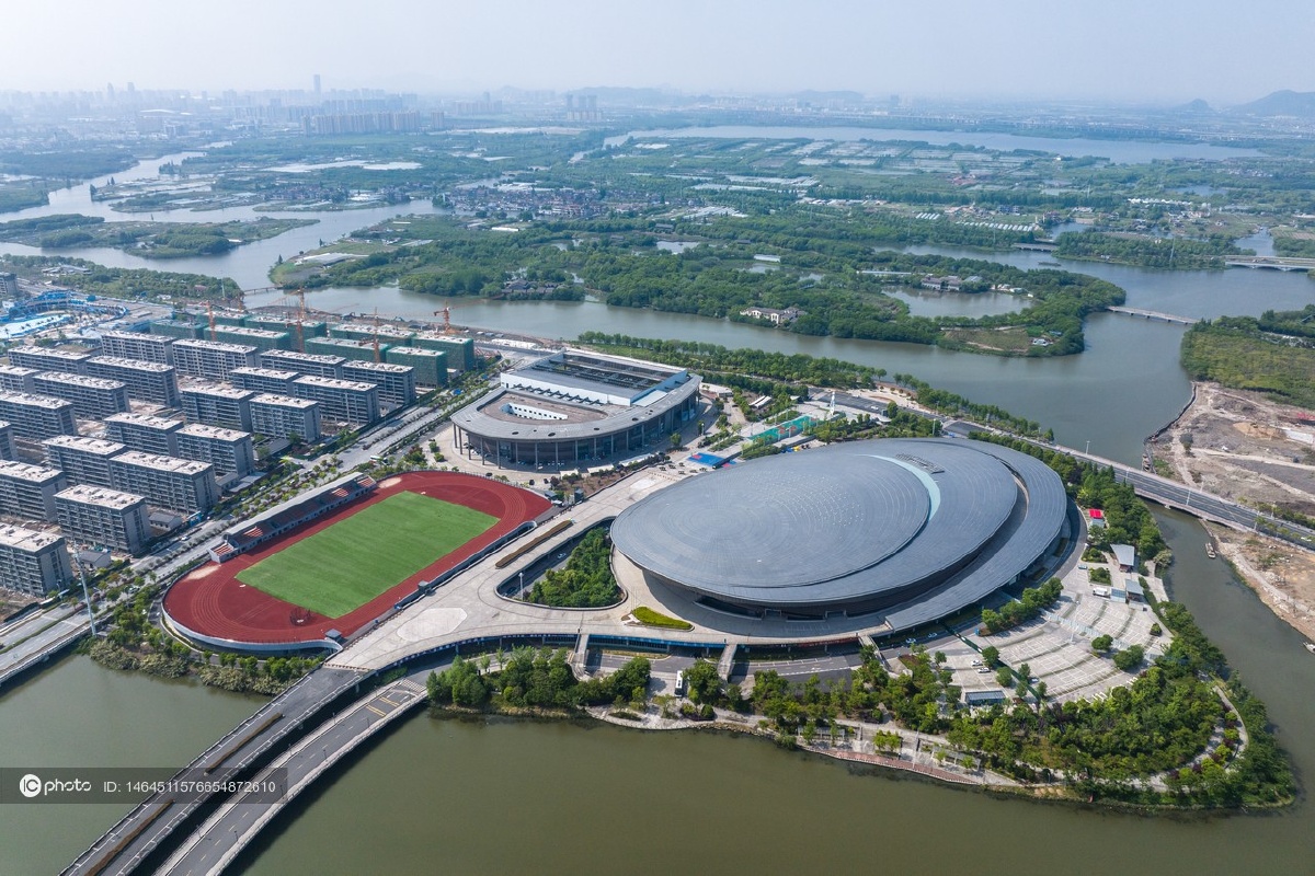 2022杭州亚运会前瞻航拍绍兴奥体中心体育馆将承办亚运会五人制篮球