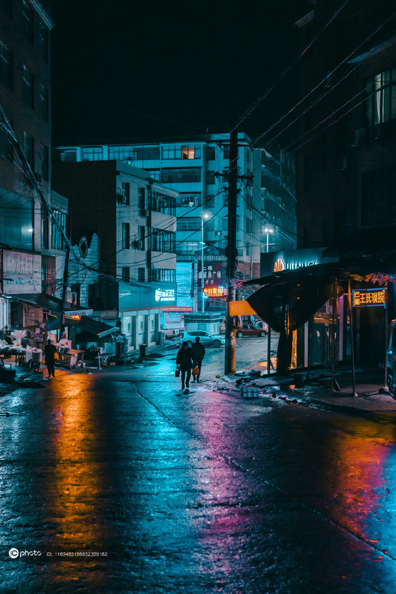 资料彩色晚景乡村小街