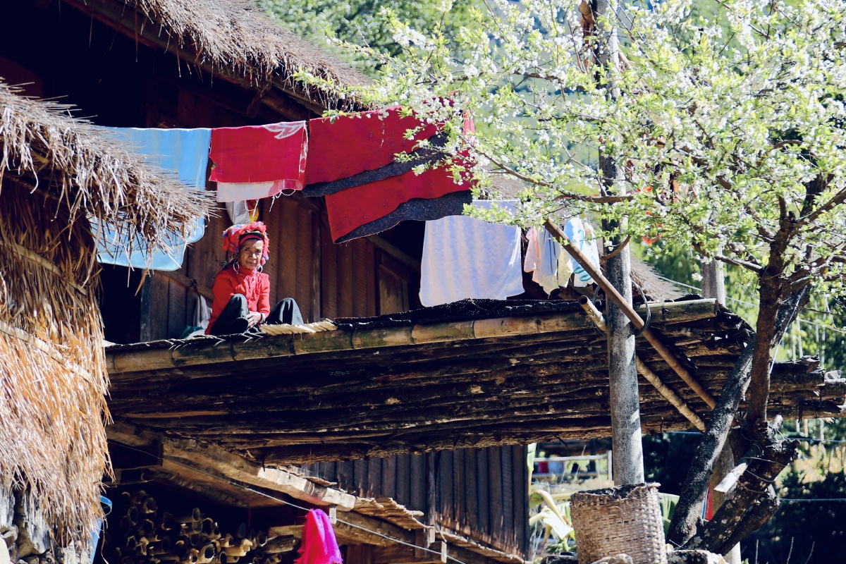 翁丁古村落的村民