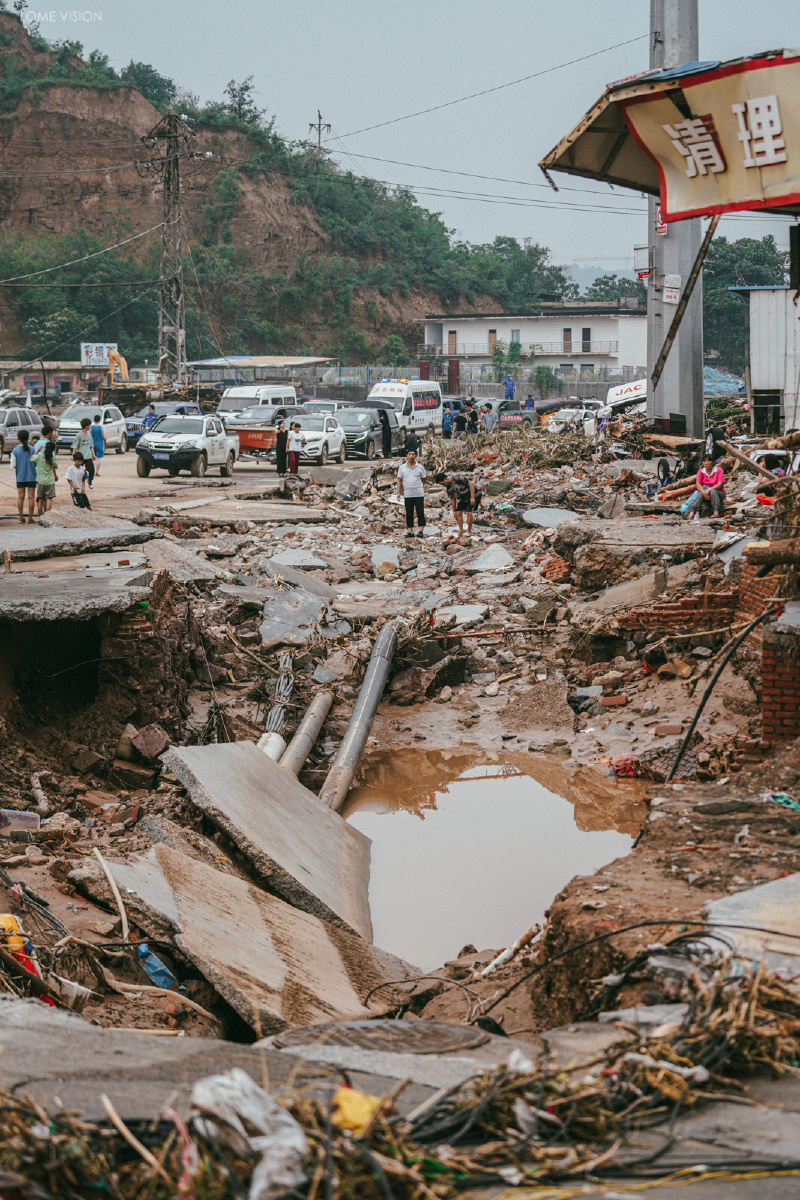 河南暴雨过后巩义市米河镇