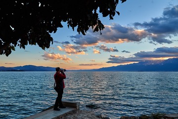 我在洱海拍夕阳