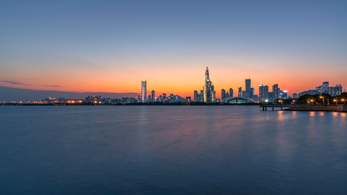 深圳湾夕阳入夜
