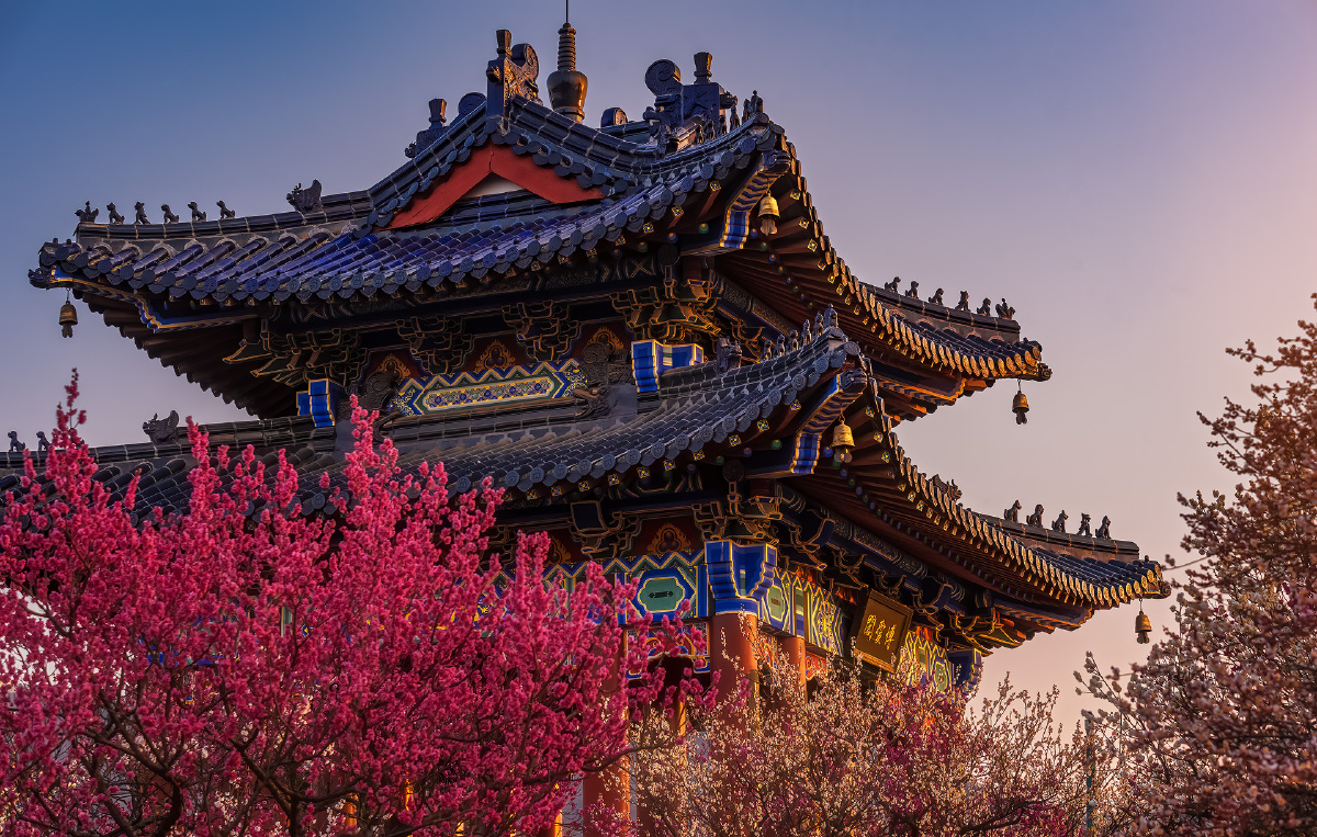 晨光中的博爱阁摄于中山风景区梅花山