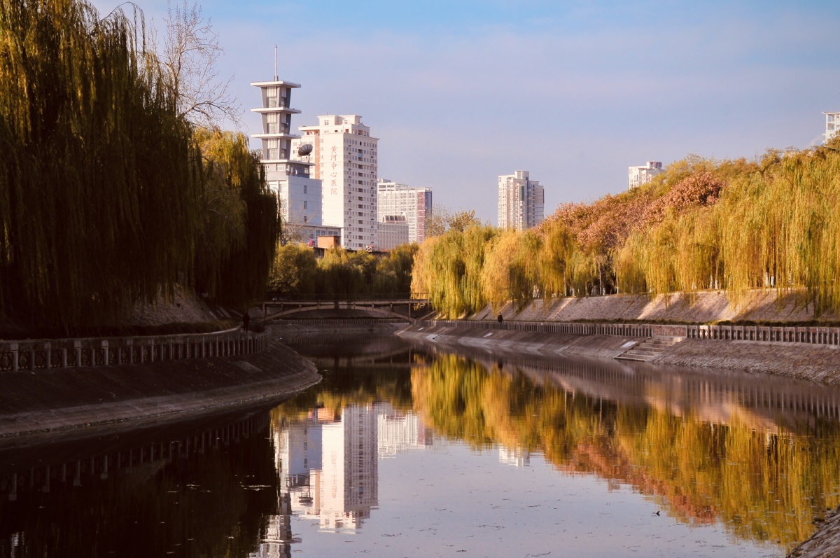 金水河畔的秋韵经过多年的改造和提升郑州金水河沿河路段发生翻天覆地