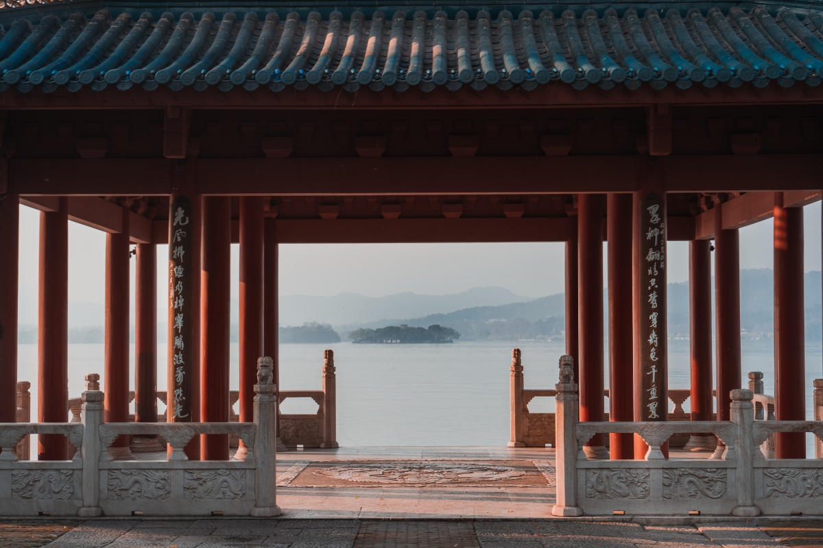 杭州西湖61斜阳御码头