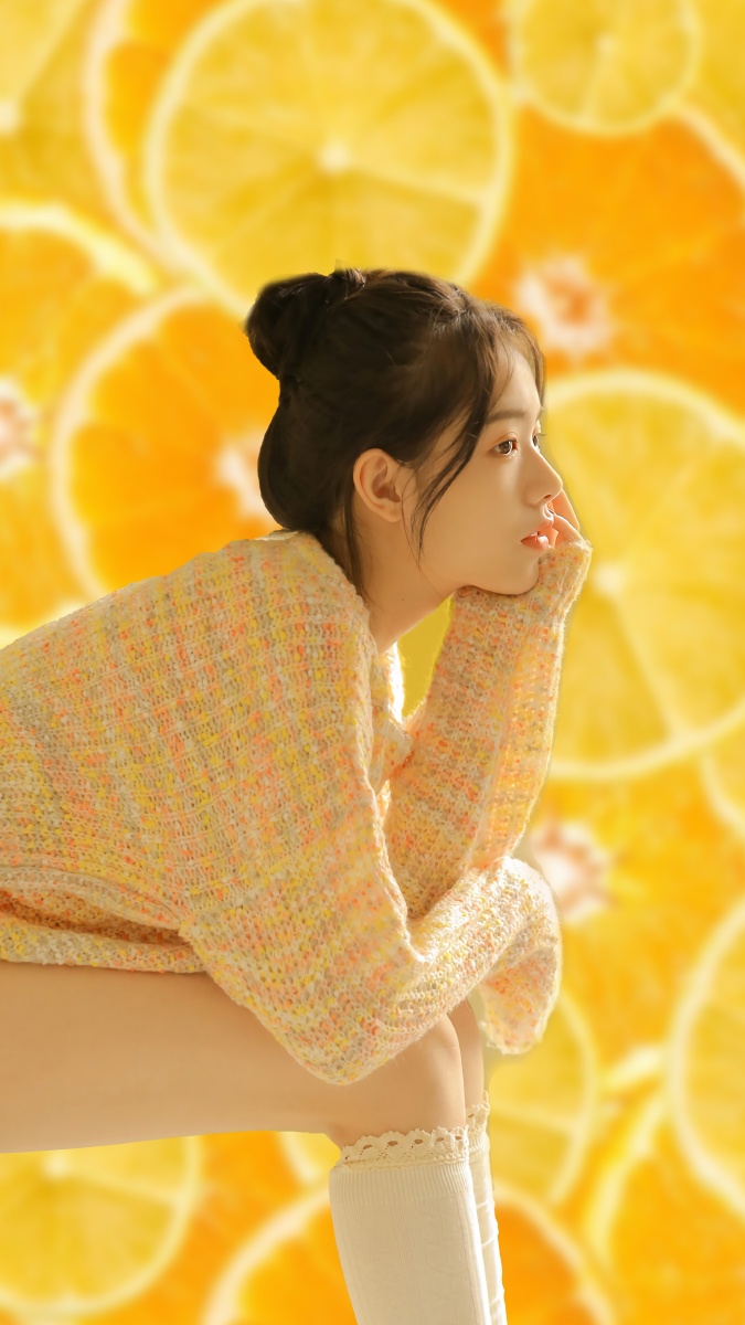 橙子背景图美女ps作品