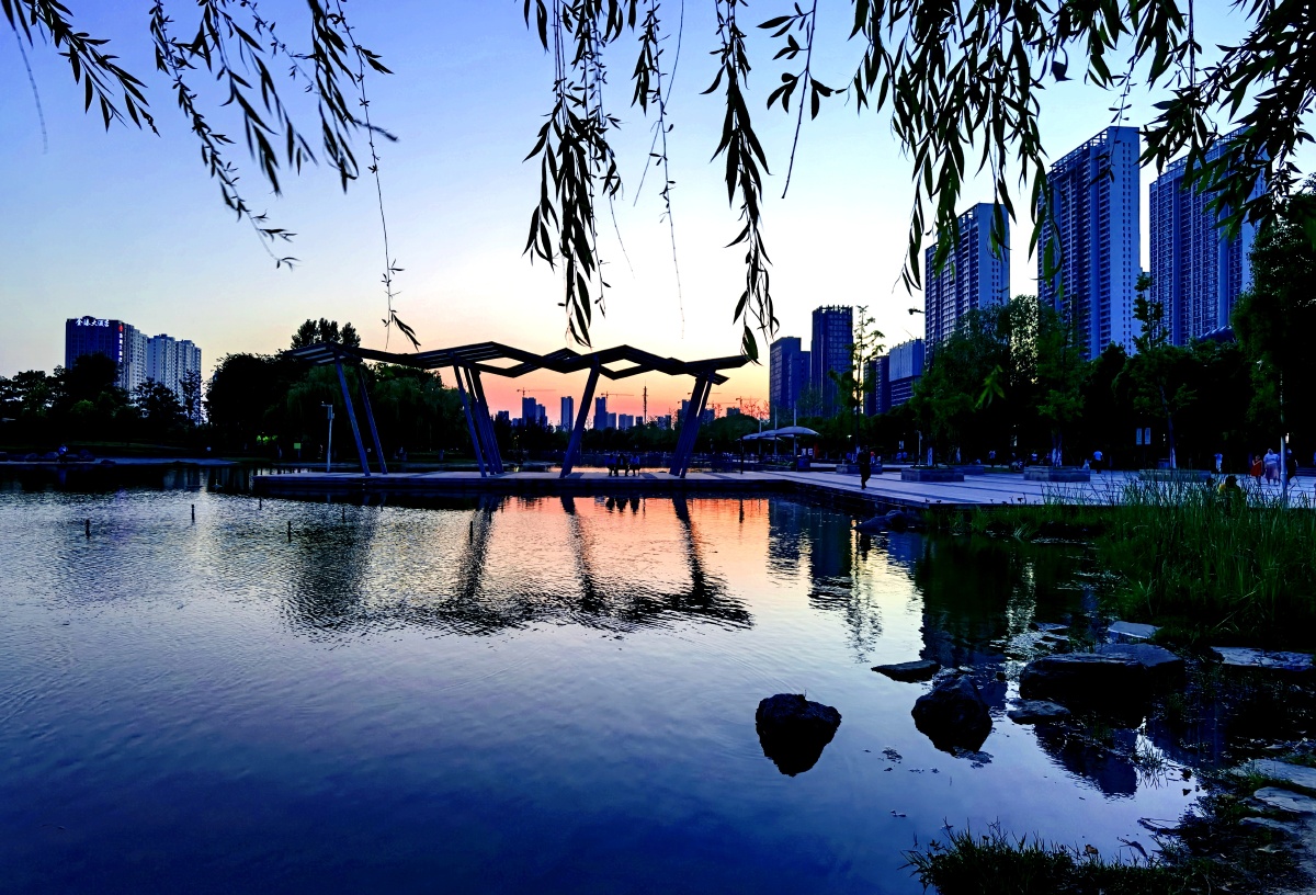 夕阳西下 襄阳 紫贞公园