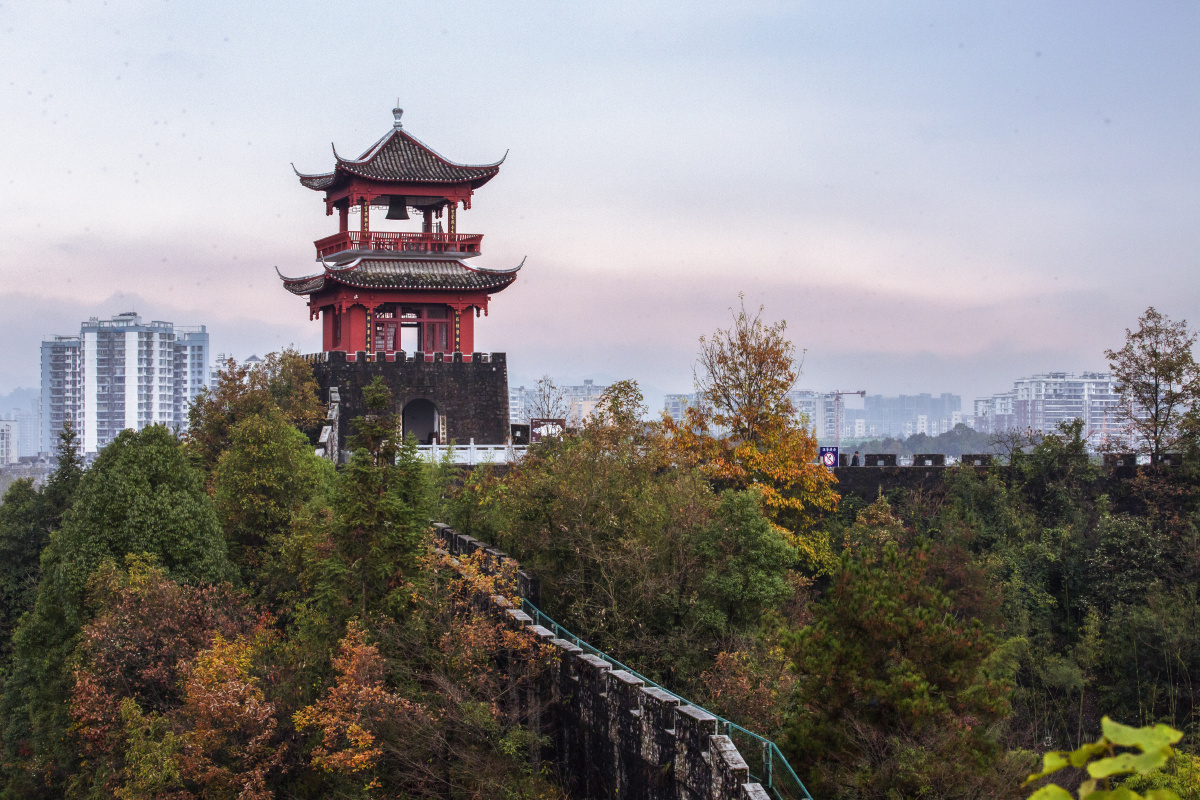 摄影季赛风光钟楼#晚霞夕阳晚霞映钟鼓楼(恩施土司城)淡泊人生240关注