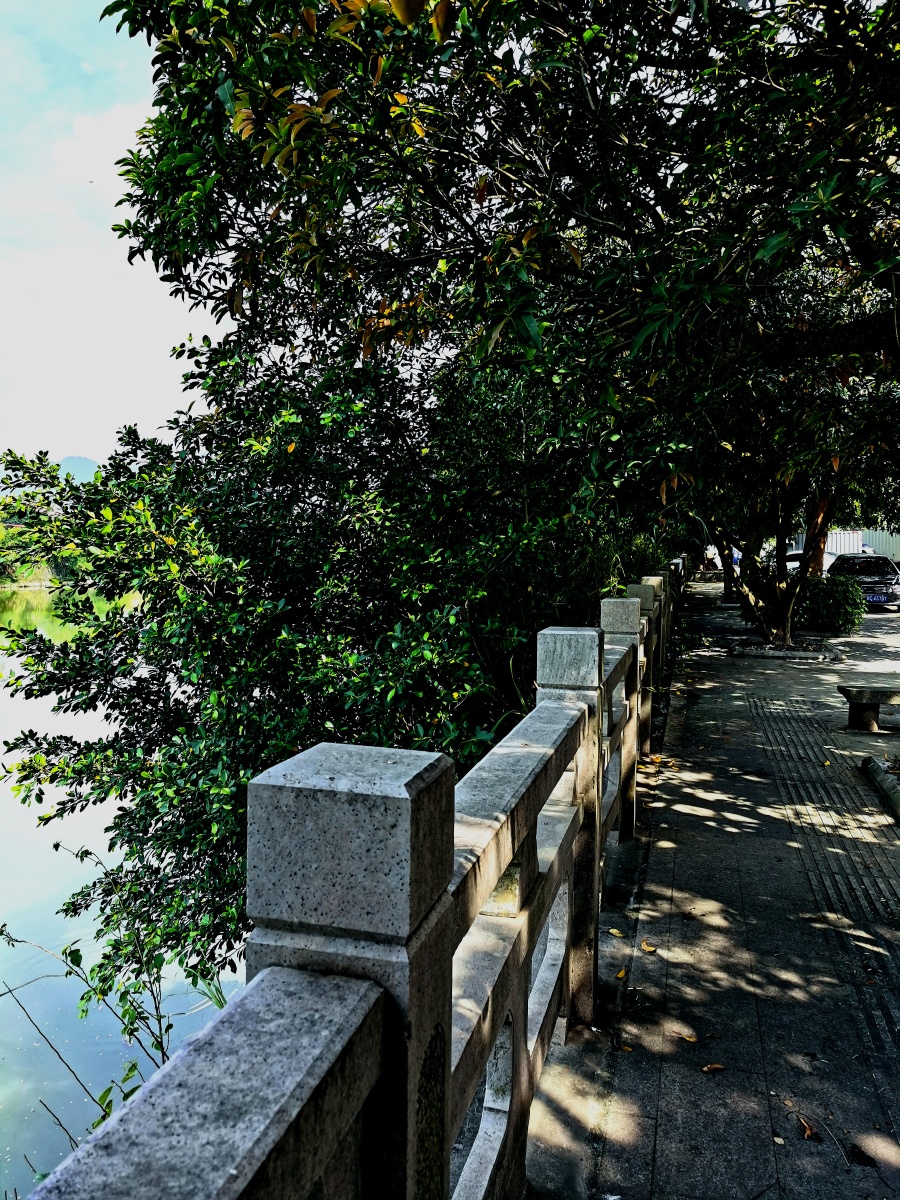 溪滨水岸蓝天白云夏情热映