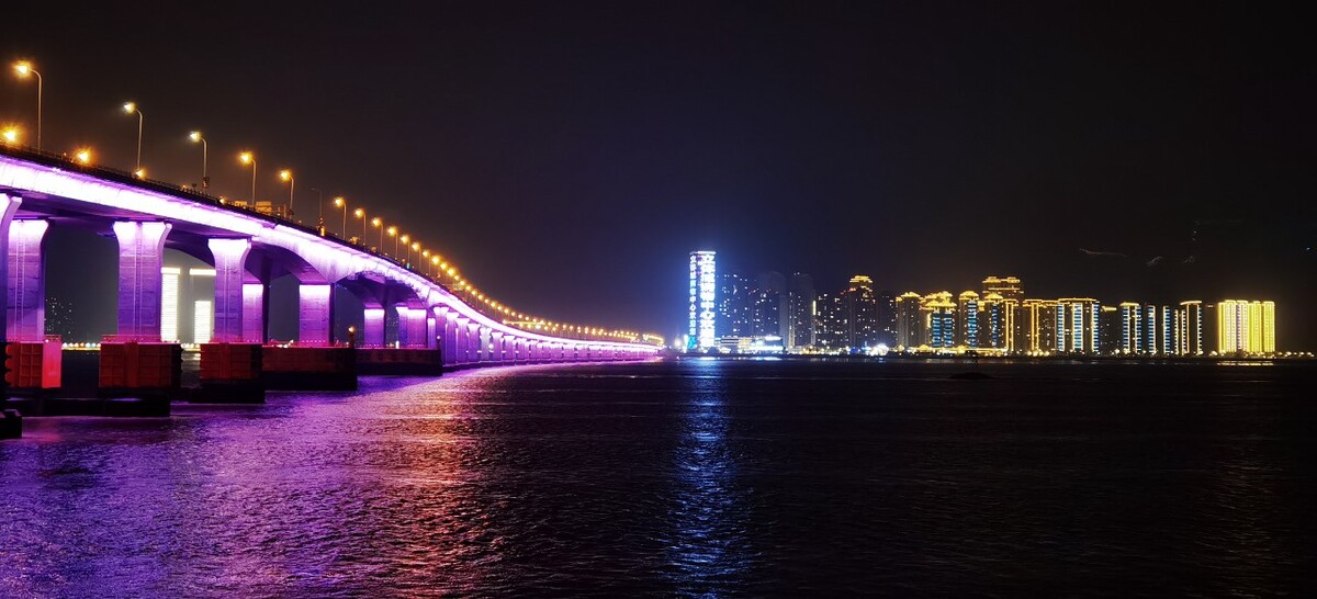 瓯越大桥夜景拍摄温州市鹿城区瓯江路