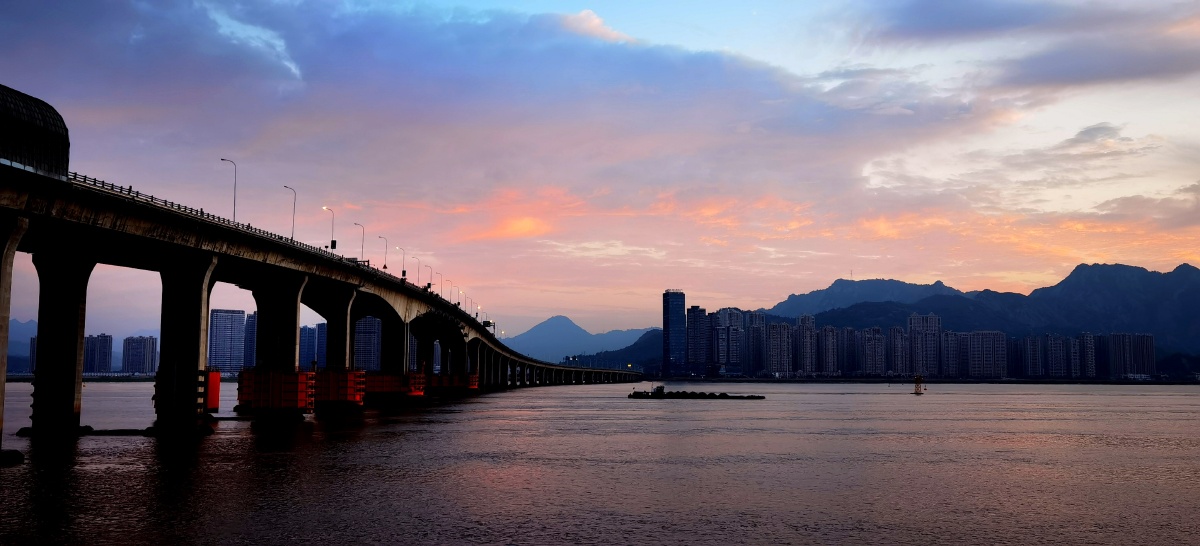 今早晨的温州江滨路美景