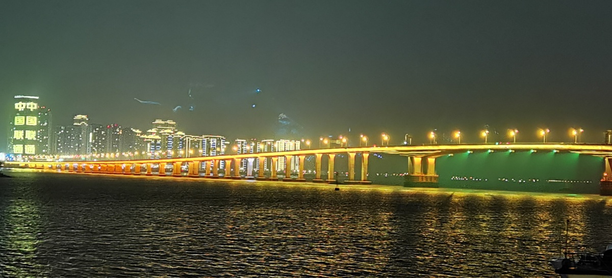 瓯越大桥夜景拍摄温州市鹿城区瓯江路