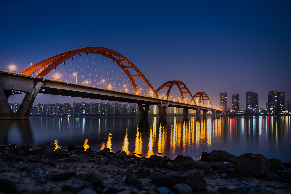 长沙福元路大桥,傍晚