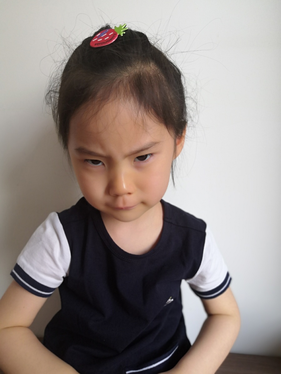 一个可爱女童做生气状表情