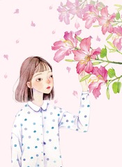 花枝下的少女