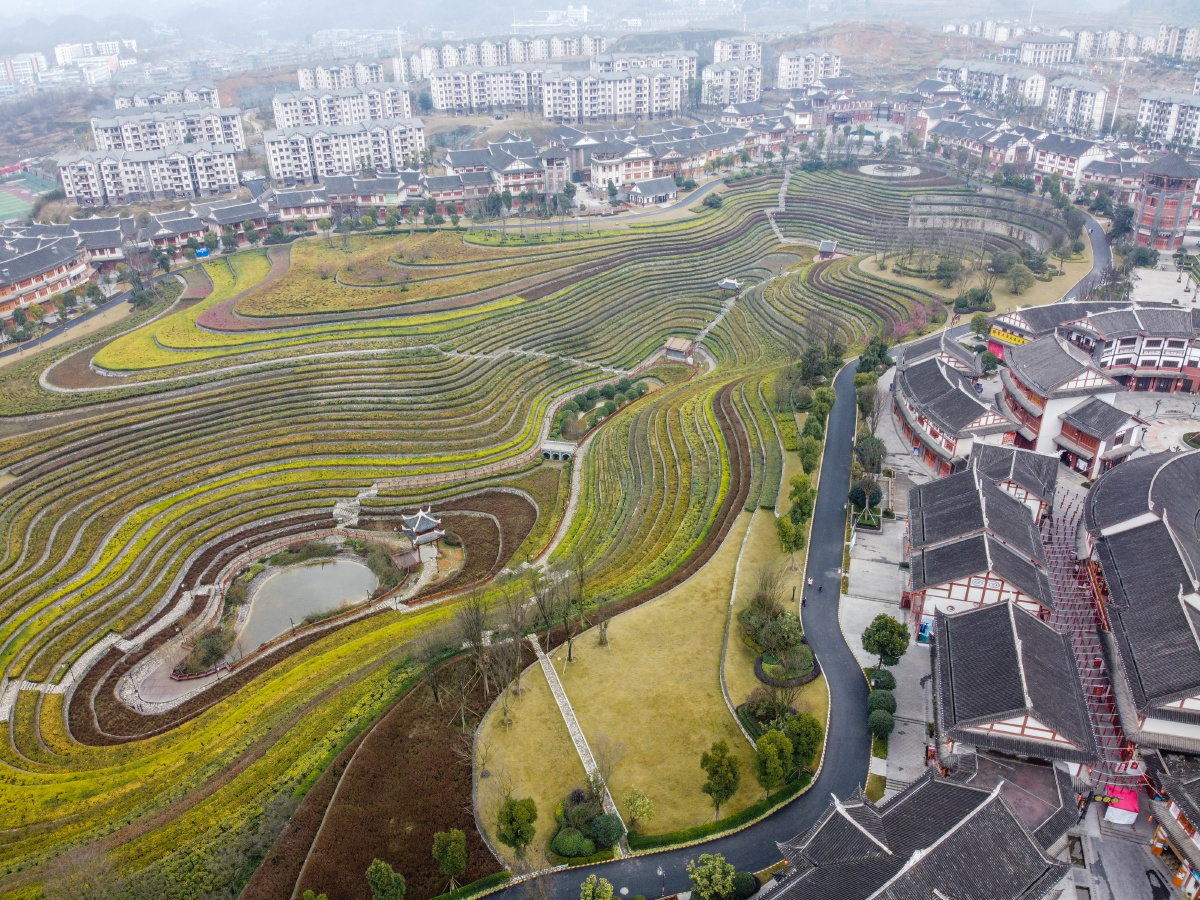 贵州毕节瞰城市梯田