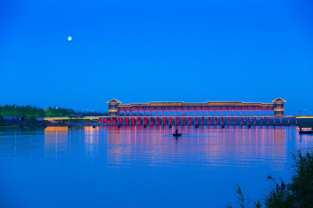 夜色迷人安徽颍上颍河闸