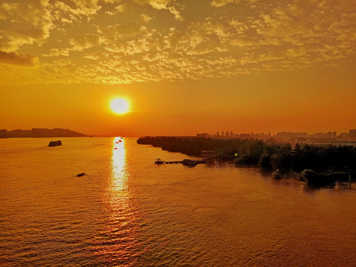 鄂黄长江大桥观夕阳