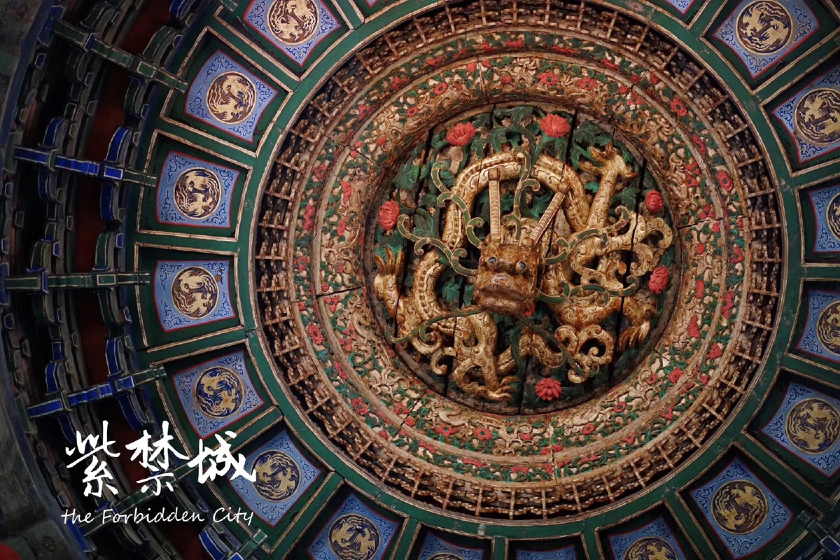 故宫博物院紫禁城北京theforbiddencity藻井天花板盘龙